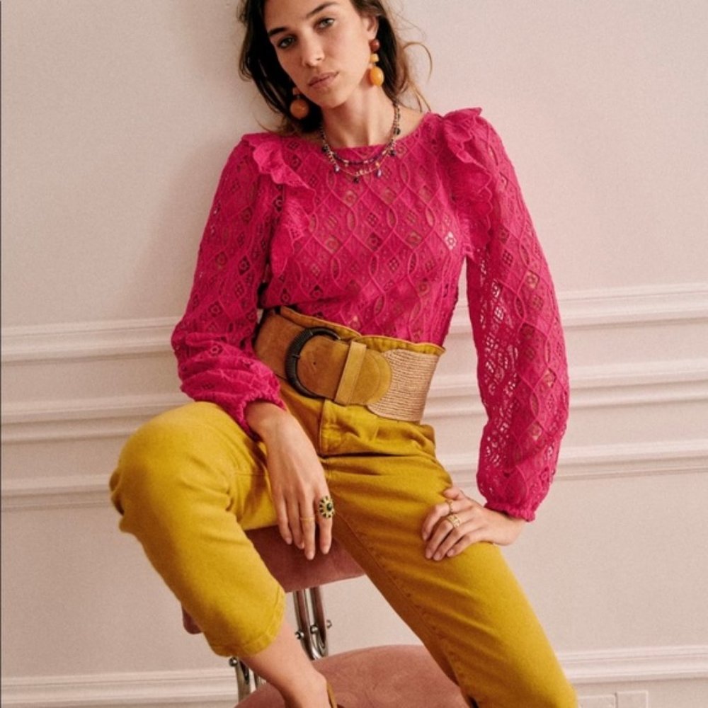 SÉZANE Salina blouse in fuchsia, size 38, NWT!